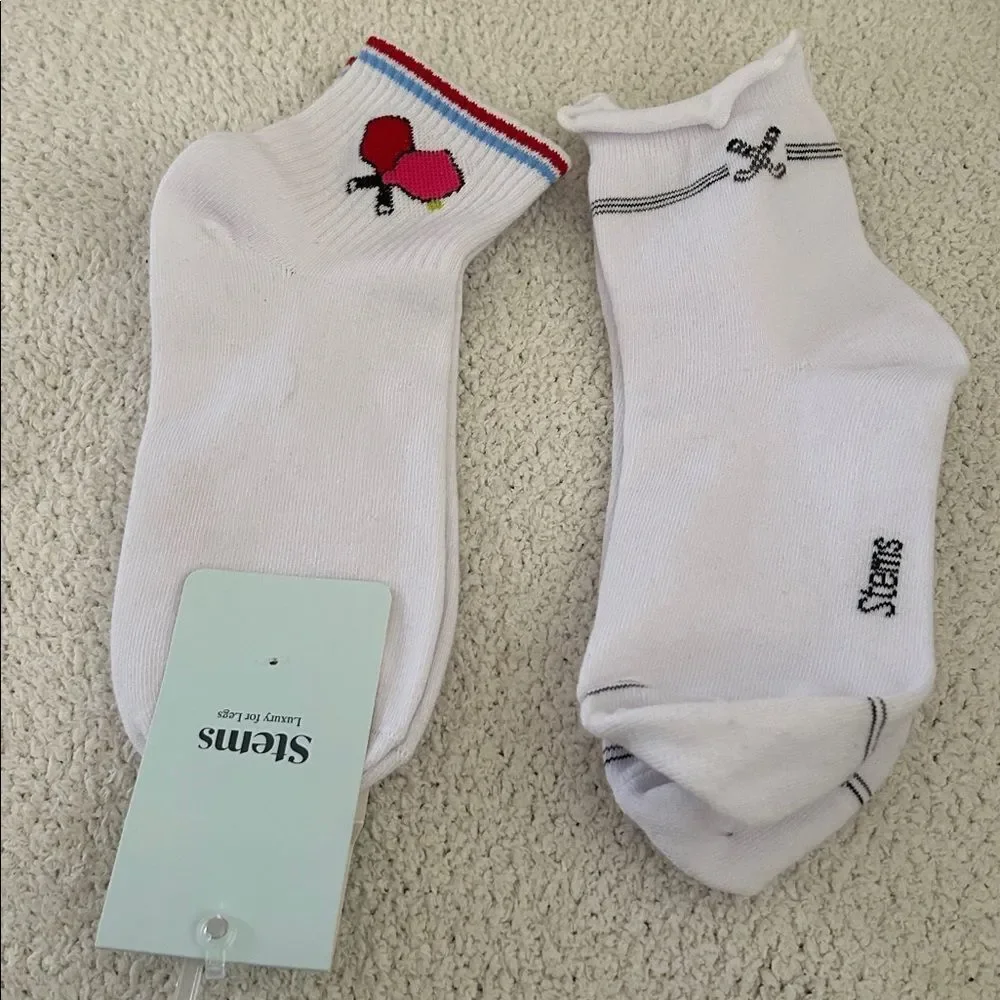 STEMS bundle of TWO crew socks 1)Golf Lettuce Edge 2) pickleball racket socks